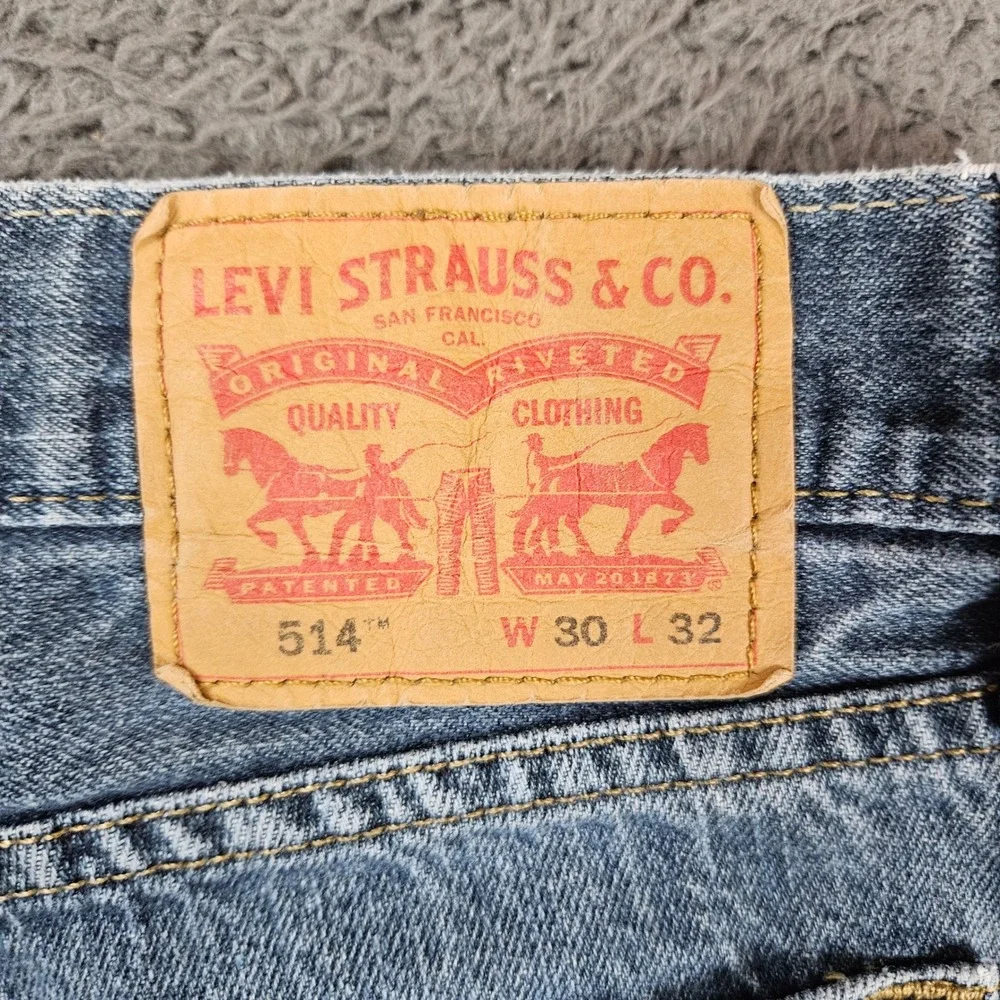Levis 514 Straight Leg‎ Mens 30x32 Jeans Light Wash Blue Denim